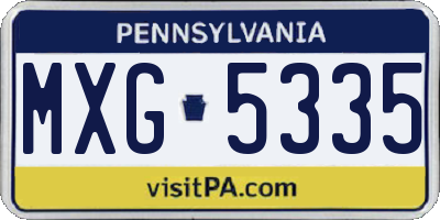 PA license plate MXG5335