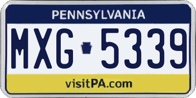 PA license plate MXG5339