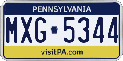 PA license plate MXG5344