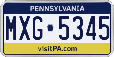 PA license plate MXG5345