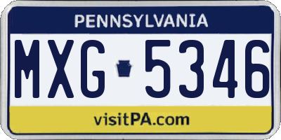 PA license plate MXG5346