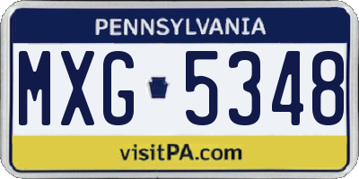 PA license plate MXG5348