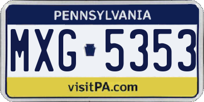 PA license plate MXG5353