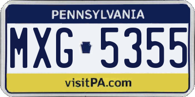 PA license plate MXG5355