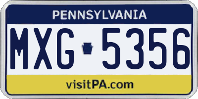 PA license plate MXG5356