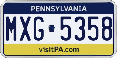 PA license plate MXG5358