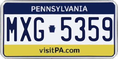 PA license plate MXG5359