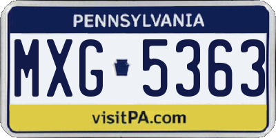 PA license plate MXG5363