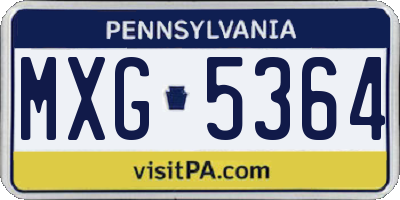 PA license plate MXG5364