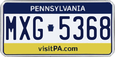 PA license plate MXG5368