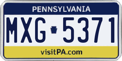 PA license plate MXG5371
