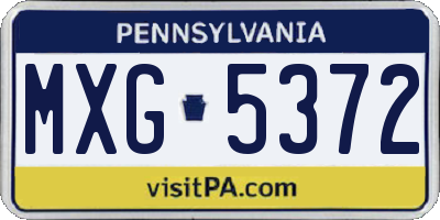 PA license plate MXG5372