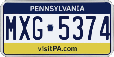 PA license plate MXG5374