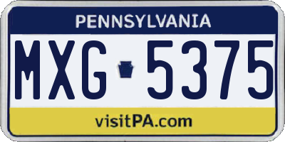 PA license plate MXG5375