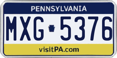 PA license plate MXG5376