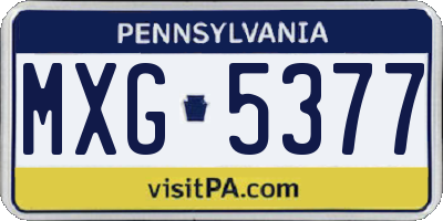 PA license plate MXG5377