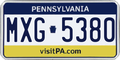 PA license plate MXG5380