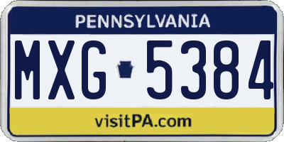 PA license plate MXG5384
