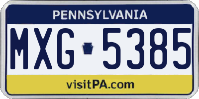 PA license plate MXG5385