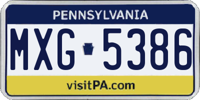 PA license plate MXG5386