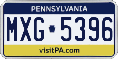 PA license plate MXG5396