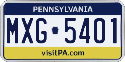 PA license plate MXG5401