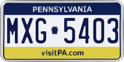 PA license plate MXG5403