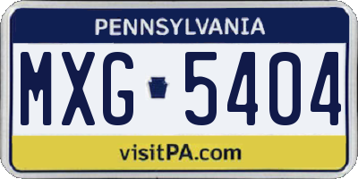 PA license plate MXG5404