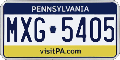 PA license plate MXG5405