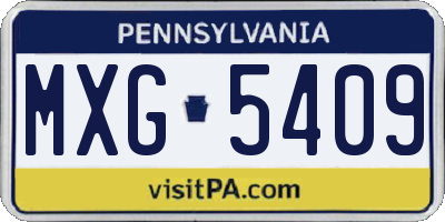 PA license plate MXG5409