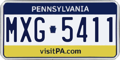 PA license plate MXG5411