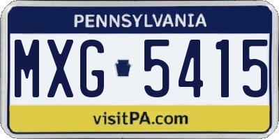 PA license plate MXG5415