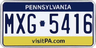 PA license plate MXG5416