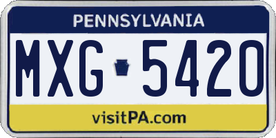 PA license plate MXG5420
