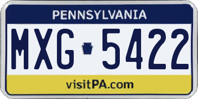 PA license plate MXG5422