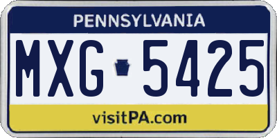 PA license plate MXG5425