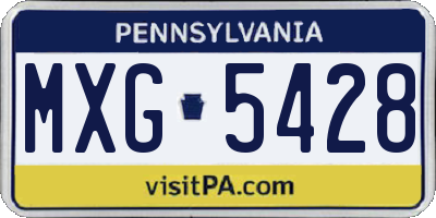 PA license plate MXG5428
