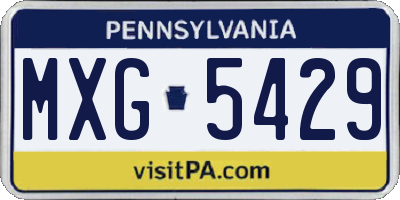 PA license plate MXG5429