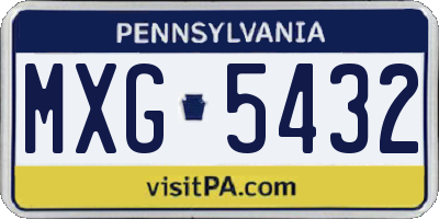 PA license plate MXG5432