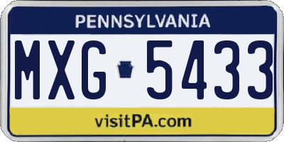 PA license plate MXG5433