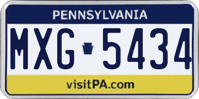 PA license plate MXG5434