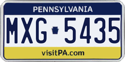 PA license plate MXG5435