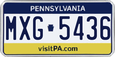 PA license plate MXG5436