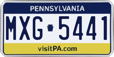 PA license plate MXG5441