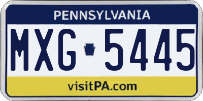 PA license plate MXG5445