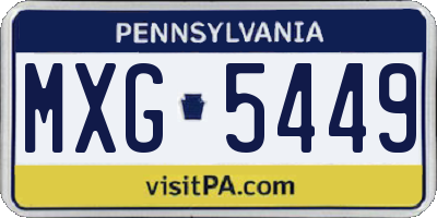 PA license plate MXG5449