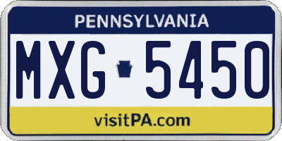 PA license plate MXG5450