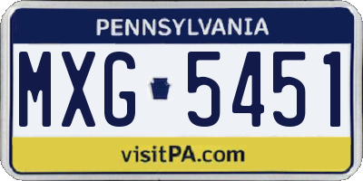 PA license plate MXG5451