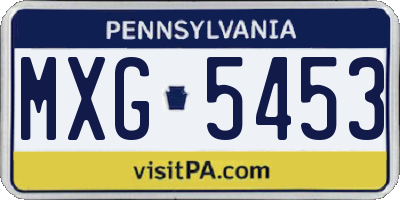 PA license plate MXG5453