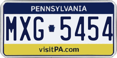 PA license plate MXG5454